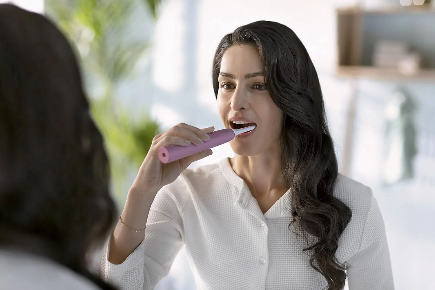 Philips Sonicare 4100 Rechargeable Electric Toothbrush, with Pressure Sensor, 2 Intensity Settings, SmarTimer and QuadPacer, 14-Day Battery Life, Deep Pink, Model HX3681/26