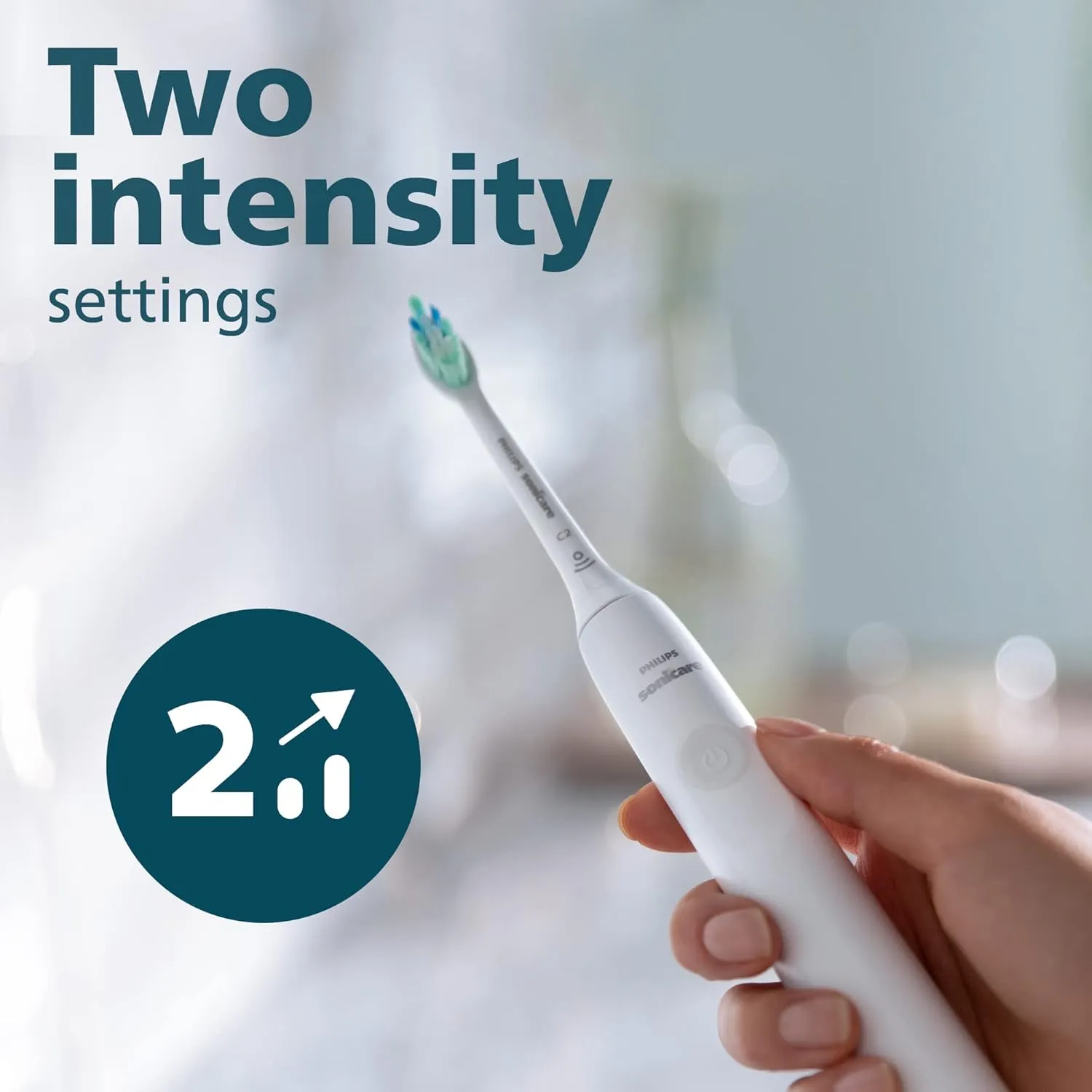 Philips Sonicare 4100 Rechargeable Electric Toothbrush, with Pressure Sensor, 2 Intensity Settings, SmarTimer and QuadPacer, 14-Day Battery Life, White, Model HX3681/23