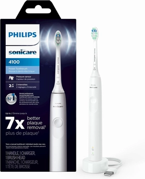 Philips Sonicare 4100 Power Toothbrush, White, Plus Brush Head Case