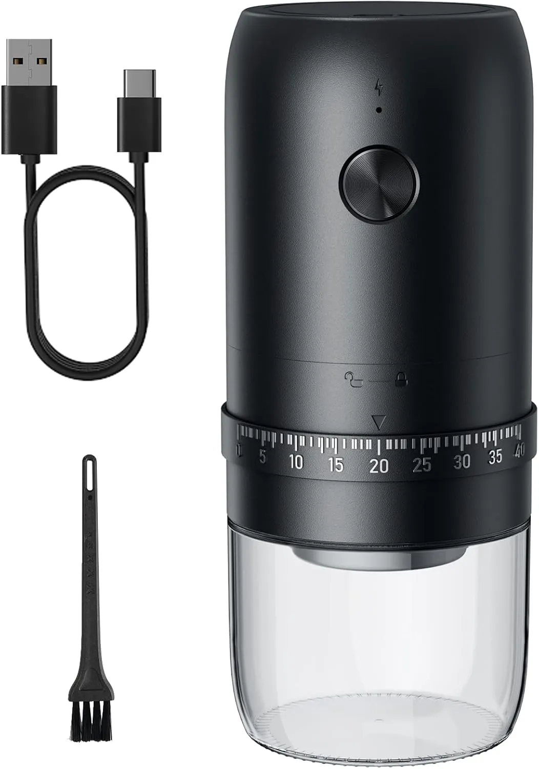 Portable Battery Powered Burr Coffee Grinder with 40 Adjustable Settings & 35g Capacity, 1800mAh Rechargeable Coffee Bean Grinder with Conical Ceramic Burr, for Travel, Camping, Office, Espresso, etc
