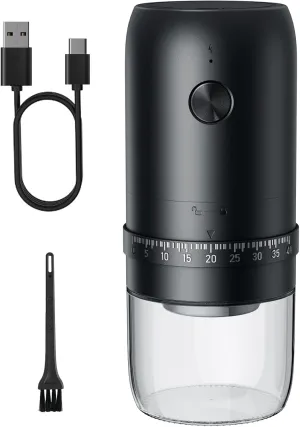 Portable Battery Powered Burr Coffee Grinder with 40 Adjustable Settings & 35g Capacity, 1800mAh Rechargeable Coffee Bean Grinder with Conical Ceramic Burr, for Travel, Camping, Office, Espresso, etc