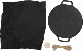 Portable Round Grill Plate with Dual Handle, Stick Proof and Greasy for Camping Picnic Barbecue