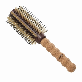 Premium Boar Bristle Hair Brush with Nylon | 2.5" Barrel Blowout Round Brush | No-Snag Ergonomic Cork Handle | Flawless Volume & Shine for All Hair Types, Gentle on Delicate Hair