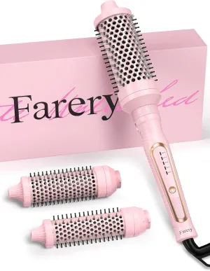 PRO 3-in-1 Thermal Brush Set - Adjustable Temperature, Detachable Curling Brush Heads (1.25", 1.5", 1.77"), Dual MCH, 20s Fast Heating for Quick Volume & Effortless Curls, Rose Pink