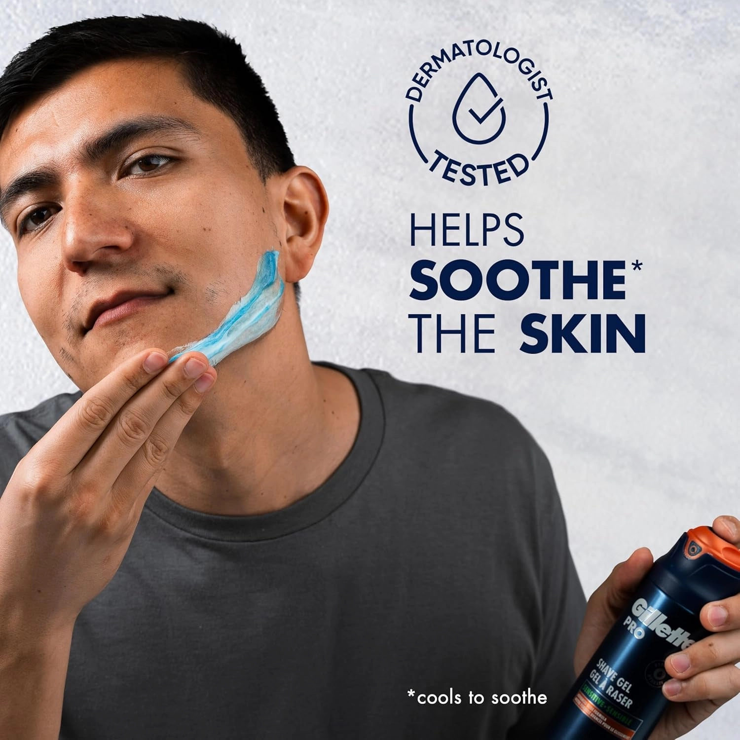 PRO Shaving Gel for Men Cools to Soothe Skin and Hydrates Facial Hair, 7Oz, Proglide Sensitive 2 in 1 Shave Gel