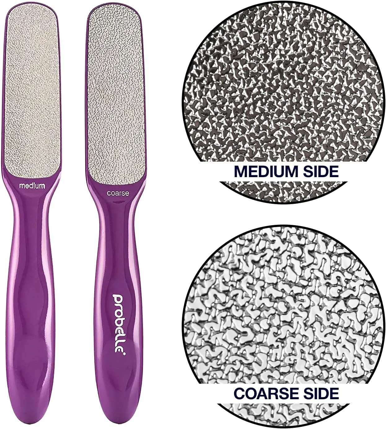 Probelle Double Sided Multidirectional Nickel Foot File Callus Remover - Immediately Reduces calluses and Corns to Powder for Instant Results, Safe Tool (Purple)