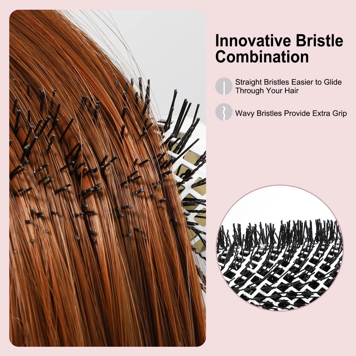 Professional Round Hair Brush for Women Blow Drying with Ceramic   Ionic, Round Brush for Blow Out with Innovative Bristle Combination Round Brush for Bangs, Blowout, Styling (1.69 in)