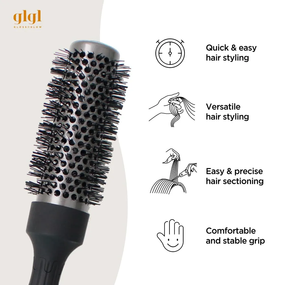 Professional Salon Round Brush with Ceramic Coating for Blow Drying - Salon Blowout Styling. Quick Styling and Voluminous Hair. (1.3 inch)