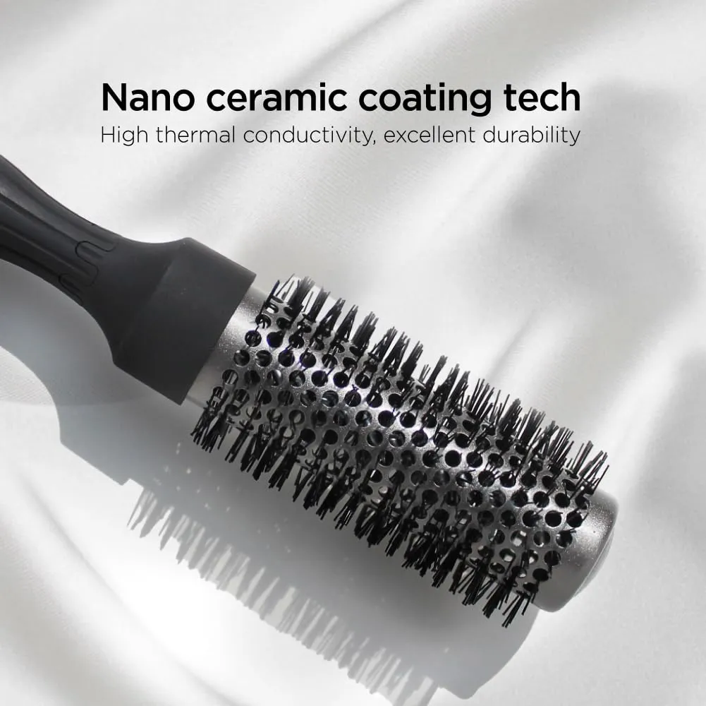 Professional Salon Round Brush with Ceramic Coating for Blow Drying - Salon Blowout Styling. Quick Styling and Voluminous Hair. (1.3 inch)