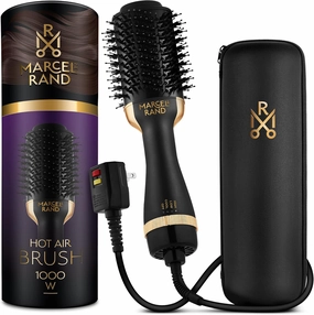 Professional 2 in 1 Volumizing Oval Hair Brush Dryer for Women, 75MM with Hard Travel Case and Premium Gift Box, Black & Gold