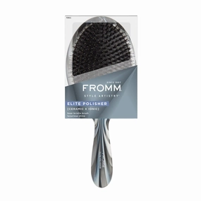 Professional Elite Polisher Ceramic x Ionic Luxurious Shine Boar Bristle Brush | Gentle Hair Detangler & Massage Brush Smooths Frizz & Flyaways for Medium to Thick Curly Hair