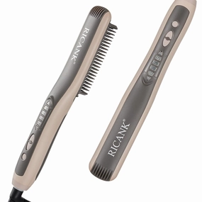 Professional Hair Straightener RICANK Electric Hair Straightening Irons Portable Frizz-Free Ceramic Heating Straightening Irons Anti Scald Static Detangling Hot-Air Hair Brush