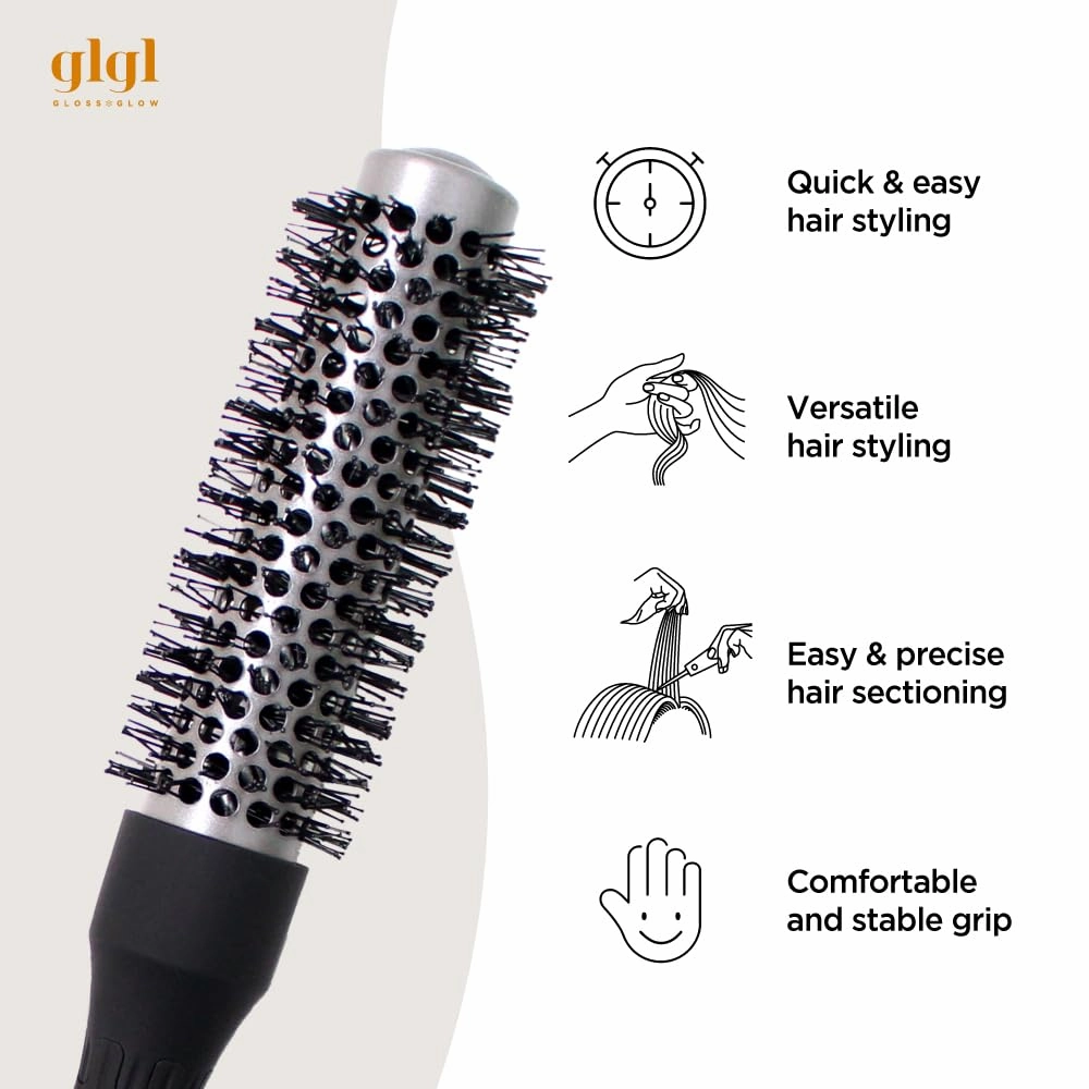 Professional Salon Round Brush with Ceramic Coating for Blow Drying - Salon Blowout Styling. Quick Styling and Voluminous Hair. (1 Inch)