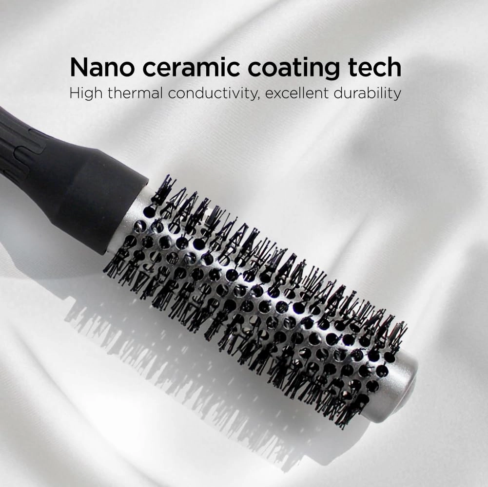 Professional Salon Round Brush with Ceramic Coating for Blow Drying - Salon Blowout Styling. Quick Styling and Voluminous Hair. (1 Inch)