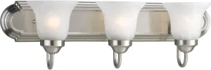 Progress Lighting P3053-09 Alabaster Glass Bath & Vanity, 24-Inch Width x 7-1/4-Inch Height, Brushed Nickel
