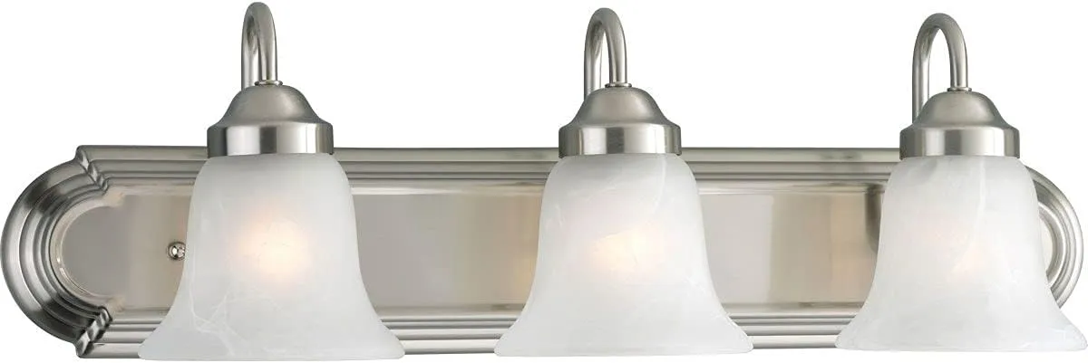 Progress Lighting P3053-09 Alabaster Glass Bath & Vanity, 24-Inch Width x 7-1/4-Inch Height, Brushed Nickel