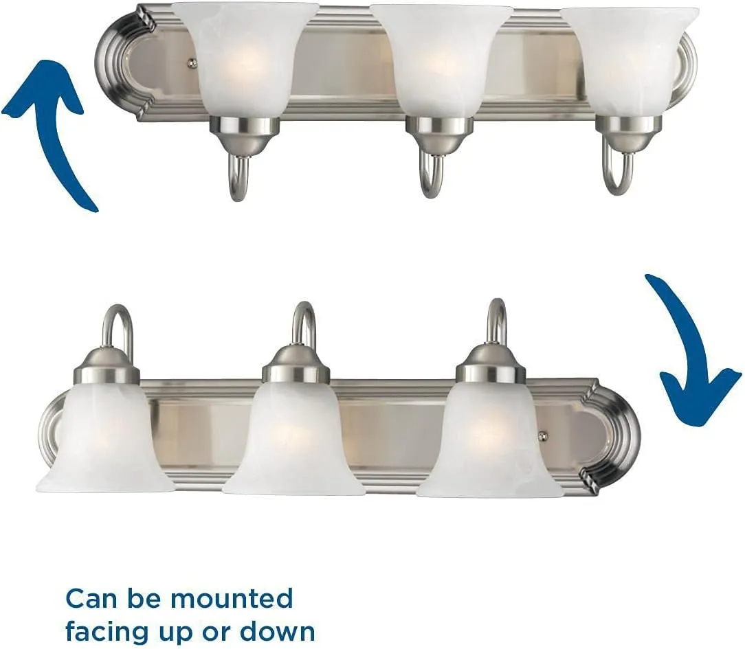 Progress Lighting P3053-09 Alabaster Glass Bath & Vanity, 24-Inch Width x 7-1/4-Inch Height, Brushed Nickel