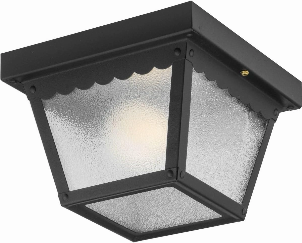 Progress Lighting P5727-31 Transitional Indoor Outdoor Close to Ceiling Flush Mount Light, 7.5-Inch Diameter x 5-Inch Height, Matte Black