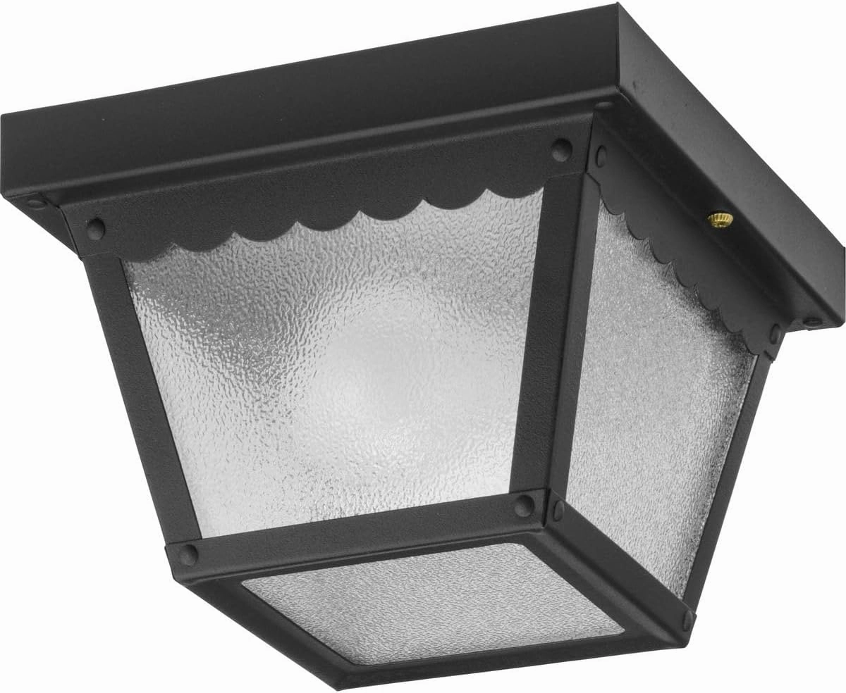 Progress Lighting P5727-31 Transitional Indoor Outdoor Close to Ceiling Flush Mount Light, 7.5-Inch Diameter x 5-Inch Height, Matte Black