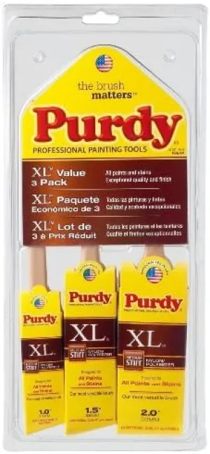 Purdy XL 1, 1-1/2 and 2 in. W Assorted Polyester Paint Brush Set