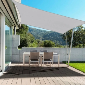 PureFit Rectangle Sun Shade Sails 8 x 10 ft (Straight Edge) Sun UV Blocking Outdoor Canopy, Sunshades for Patio, Backyard, Lawn and All Outdoor Activities, Light Gray