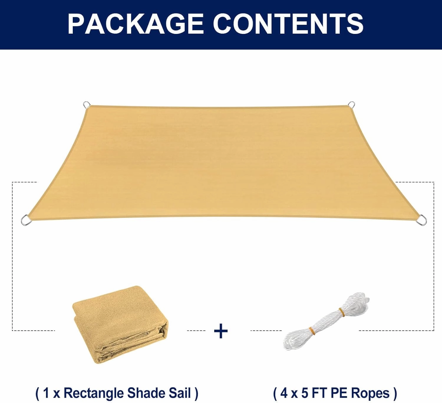 PureFit Rectangle Sun Shade Sails Outdoor 10 x 13 ft - Sun Protection Sunshades UV Block Shade Canopy, Patio Shades for Backyard, Deck and Lawn, Sand