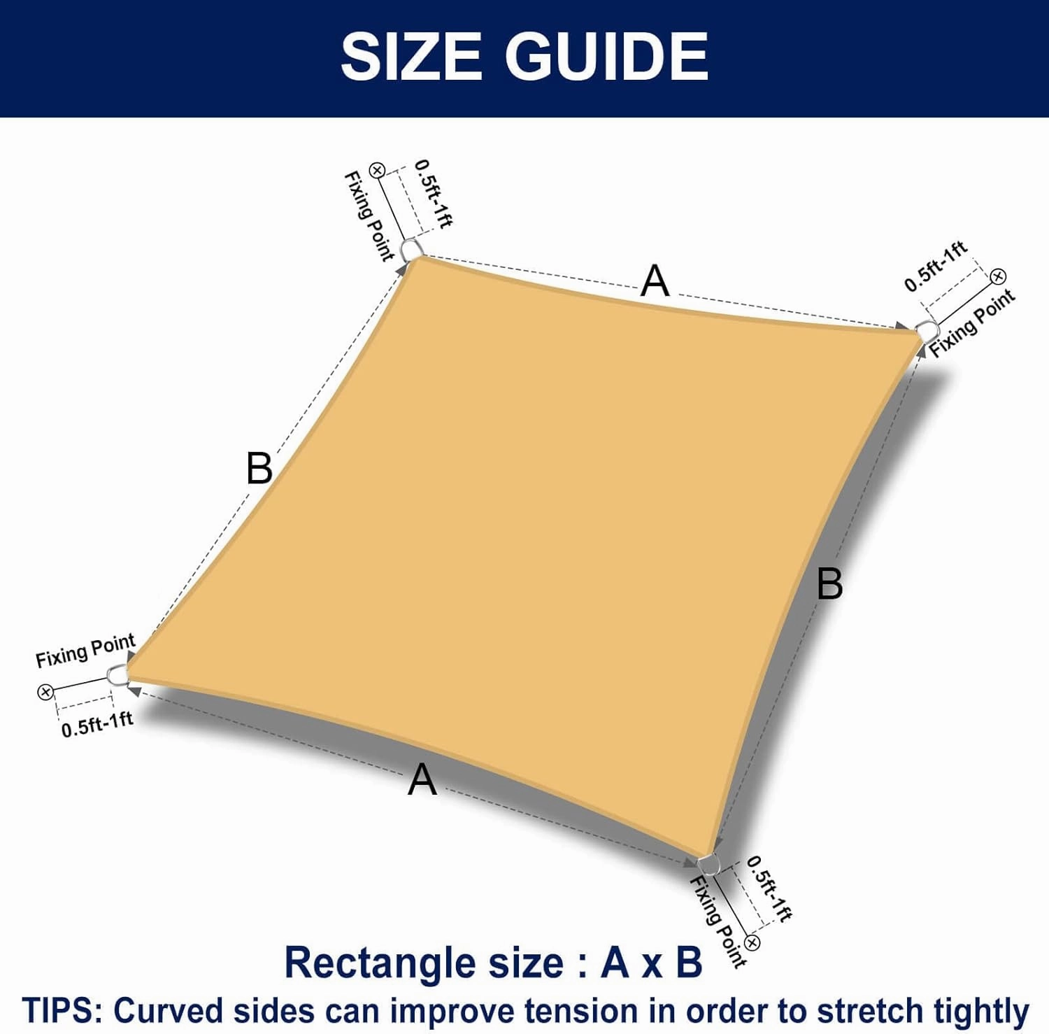PureFit Rectangle Sun Shade Sails Outdoor 10 x 13 ft - Sun Protection Sunshades UV Block Shade Canopy, Patio Shades for Backyard, Deck and Lawn, Sand