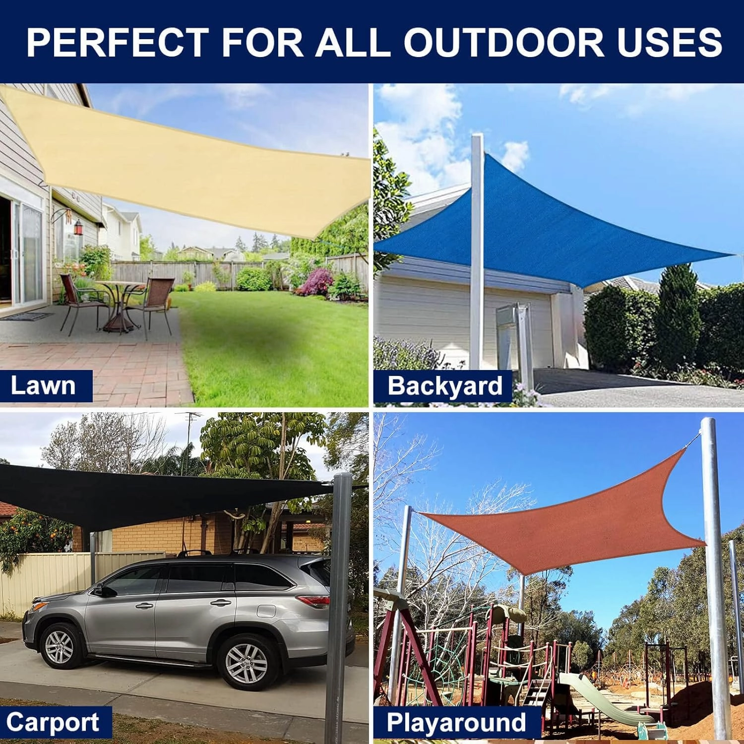 PureFit Rectangle Sun Shade Sails Outdoor 8 x 12 ft - Sun Protection Sunshades UV Block Shade Canopy, Patio Shades for Backyard, Deck and Lawn, Grey