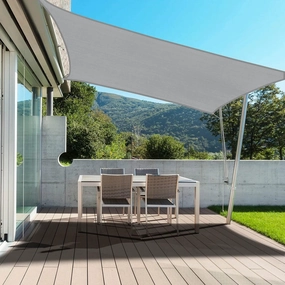 PureFit Rectangle Sun Shade Sails Outdoor 8 x 12 ft - Sun Protection Sunshades UV Block Shade Canopy, Patio Shades for Backyard, Deck and Lawn, Grey