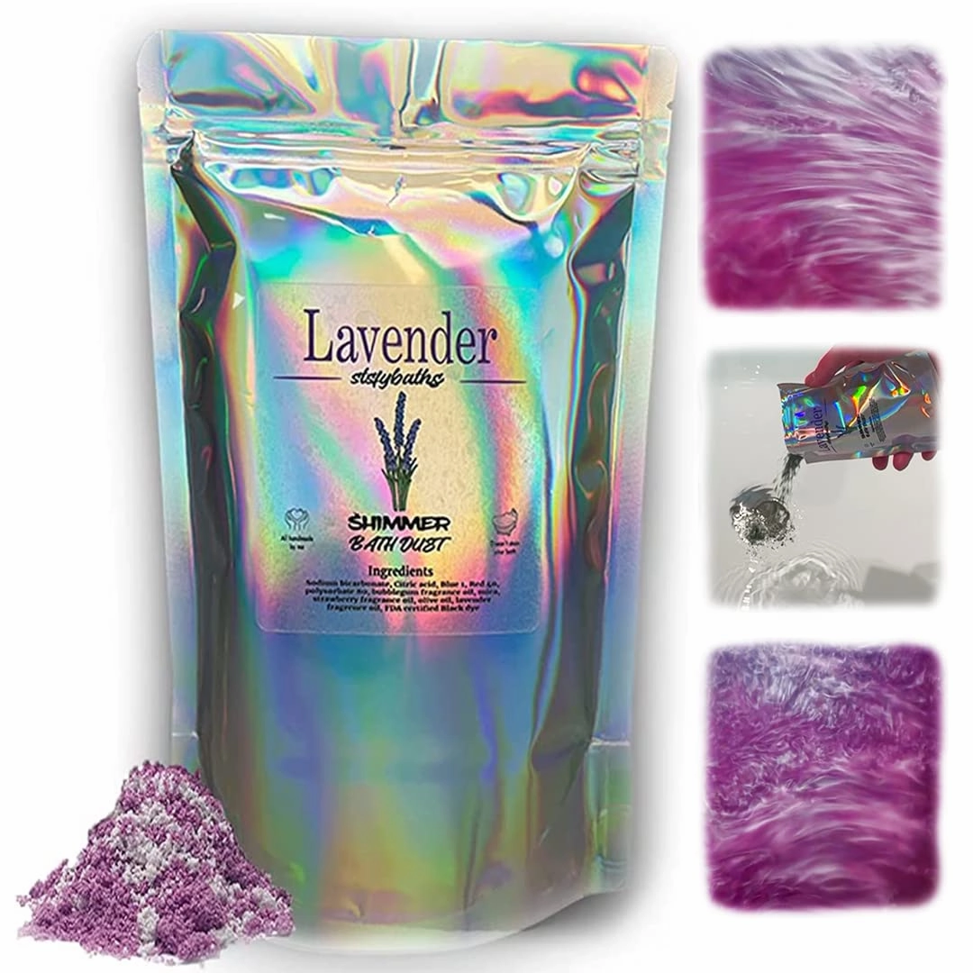 Purple Lavender Shimmer Bath Bomb in A Bag - Handmade Scented Bath Bombs for Women,Kids and Men - Bulk Bathbomb Fizzies Perfect for Boys and Girls All Ages (Large, Purple)