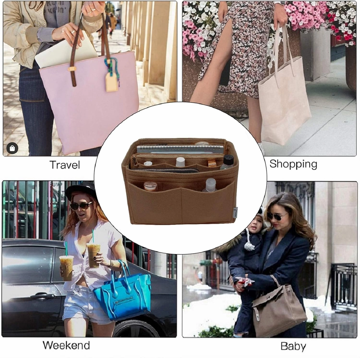 Purse Organizer Insert, Bag Organizer, Bag in Bag, Perfect for Speedy Neverfull and More, 5 Size