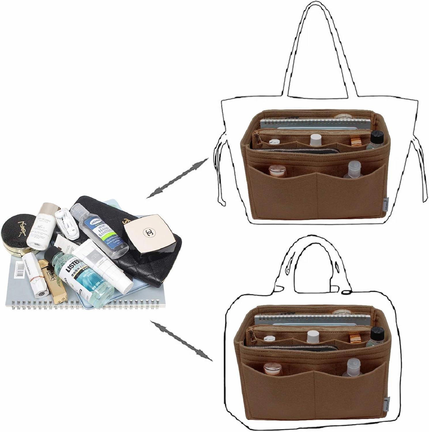 Purse Organizer Insert, Bag Organizer, Bag in Bag, Perfect for Speedy Neverfull and More, 5 Size