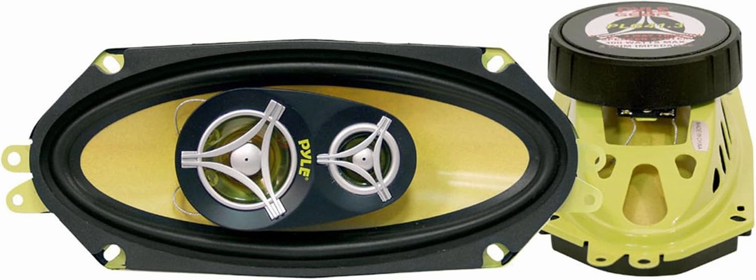 Pyle Car Three Way Speaker System - Pro 4x10 Inch 300 Watt 4 Ohm Mid Tweeter Component Audio Sound Speakers for Car Stereo w/ 45 Oz Magnet, 2.45” Mount Depth Fits Standard OEM - Pyle PLG41.3 (Pair)