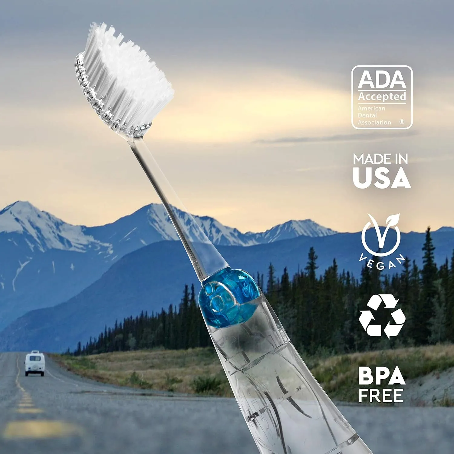 RADIUS Tour Travel Brush & Case with Replaceable Brush Head ADA Accepted Toothbrush Improve Gum Health - Assorted Colors - Pack of 6