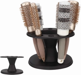 Raguso Hair Brush Holder Comb Stand Shelf Hair Brush Accessories Round Hair Brush Comb for Cushion Brush for Salon for Most Roller Comb for Home Use(black)