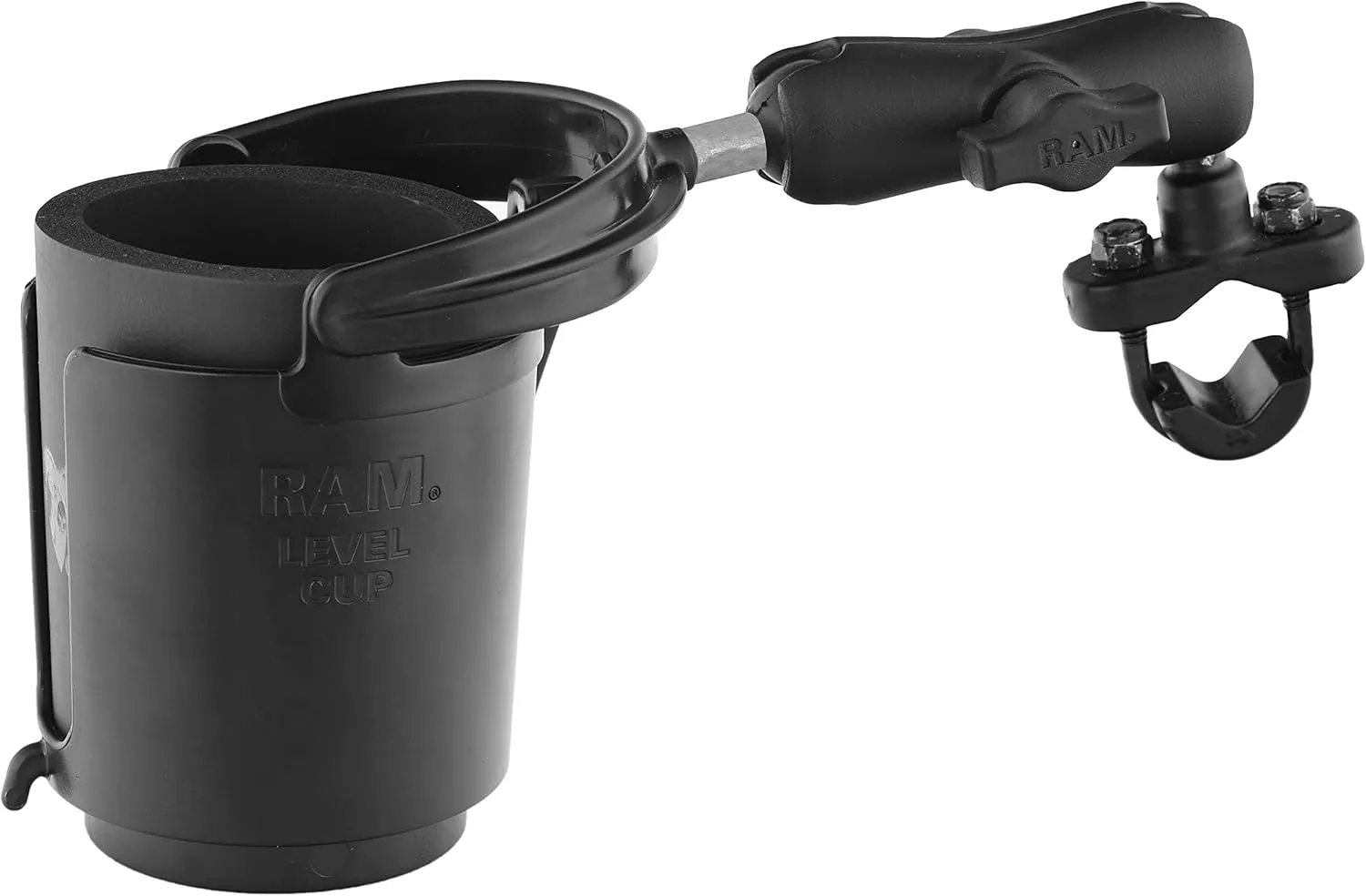 RAM Mounts Level Cup 16oz Drink Holder with Handlebar U-Bolt Base RAM-B-132RU with Medium Arm for Motorcycle, ATV/UTV, Bike