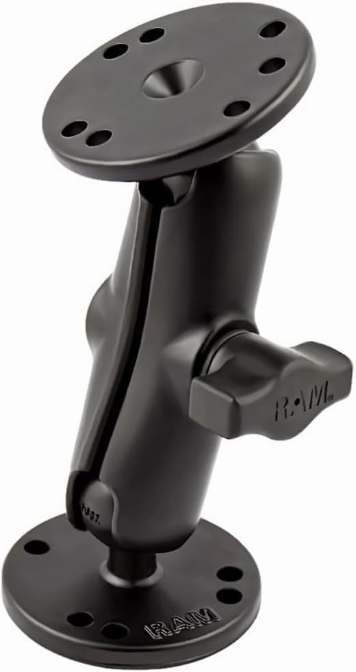 RAM Mounts Universal Double Ball Mount with Two Round Plates RAM-B-101U with Medium Arm for Drill-down Mounting