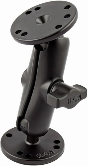 RAM Mounts Universal Double Ball Mount with Two Round Plates RAM-B-101U with Medium Arm for Drill-down Mounting
