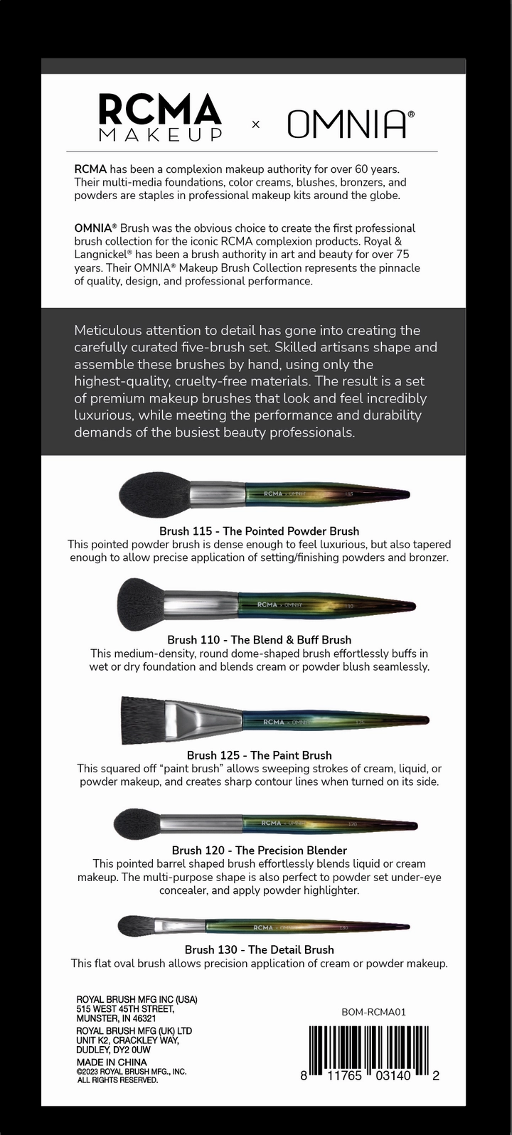 RCMA RCMA  x OMNIA Professional Complexion 5pc Brush Set