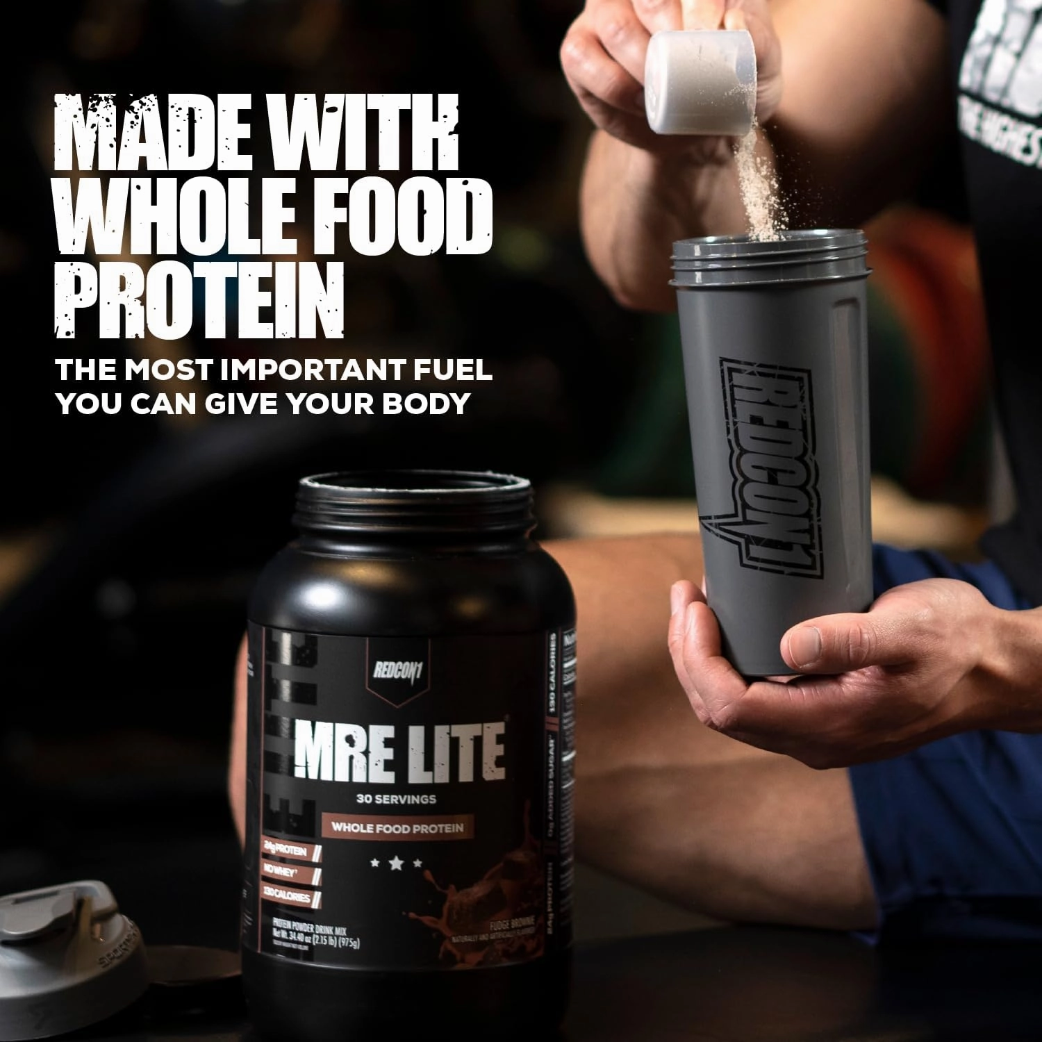 REDCON1 MRE Lite Whole Food Protein Powder, Vanilla Milkshake - Low Carb & Whey Free Meal Replacement with Animal Protein Blends - Easy to Digest Supplement Made with MCT Oils (30 Servings)