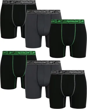 Reebok Men's Boxer Briefs - 6 Pack Performance Mens Underwear Boxer Brief with Contour Pouch - Mens Athletic Underwear (S-XL)