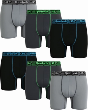 Reebok Men's Boxer Briefs - 6 Pack Performance Mens Underwear Boxer Brief with Contour Pouch - Mens Athletic Underwear (S-XL)