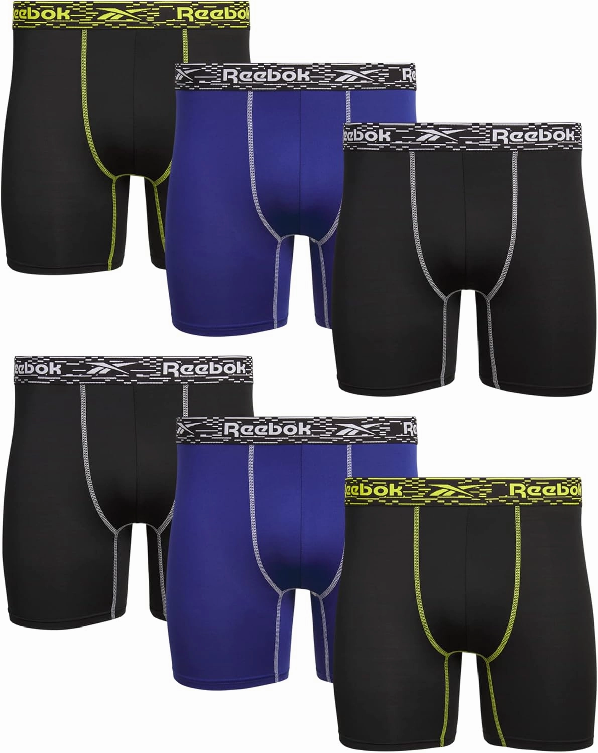 Reebok Men's Boxer Briefs - 6 Pack Performance Mens Underwear Boxer Brief with Contour Pouch - Mens Athletic Underwear (S-XL)