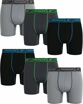 Reebok Men's Boxer Briefs - 6 Pack Performance Mens Underwear Boxer Brief with Contour Pouch - Mens Athletic Underwear (S-XL)