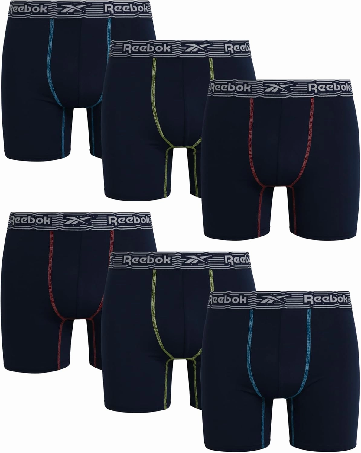 Reebok Men's Boxer Briefs - 6 Pack Performance Mens Underwear Boxer Brief with Contour Pouch - Mens Athletic Underwear (S-XL)