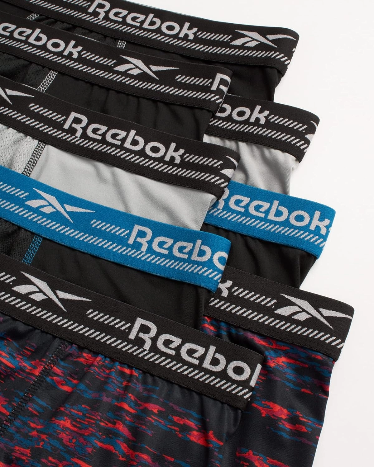 Reebok Men's Boxer Briefs - 8 Pack Performance Stretch Brief Underwear - Quick Dry Moisture Wicking Boxers for Men,Sizes:S-XL