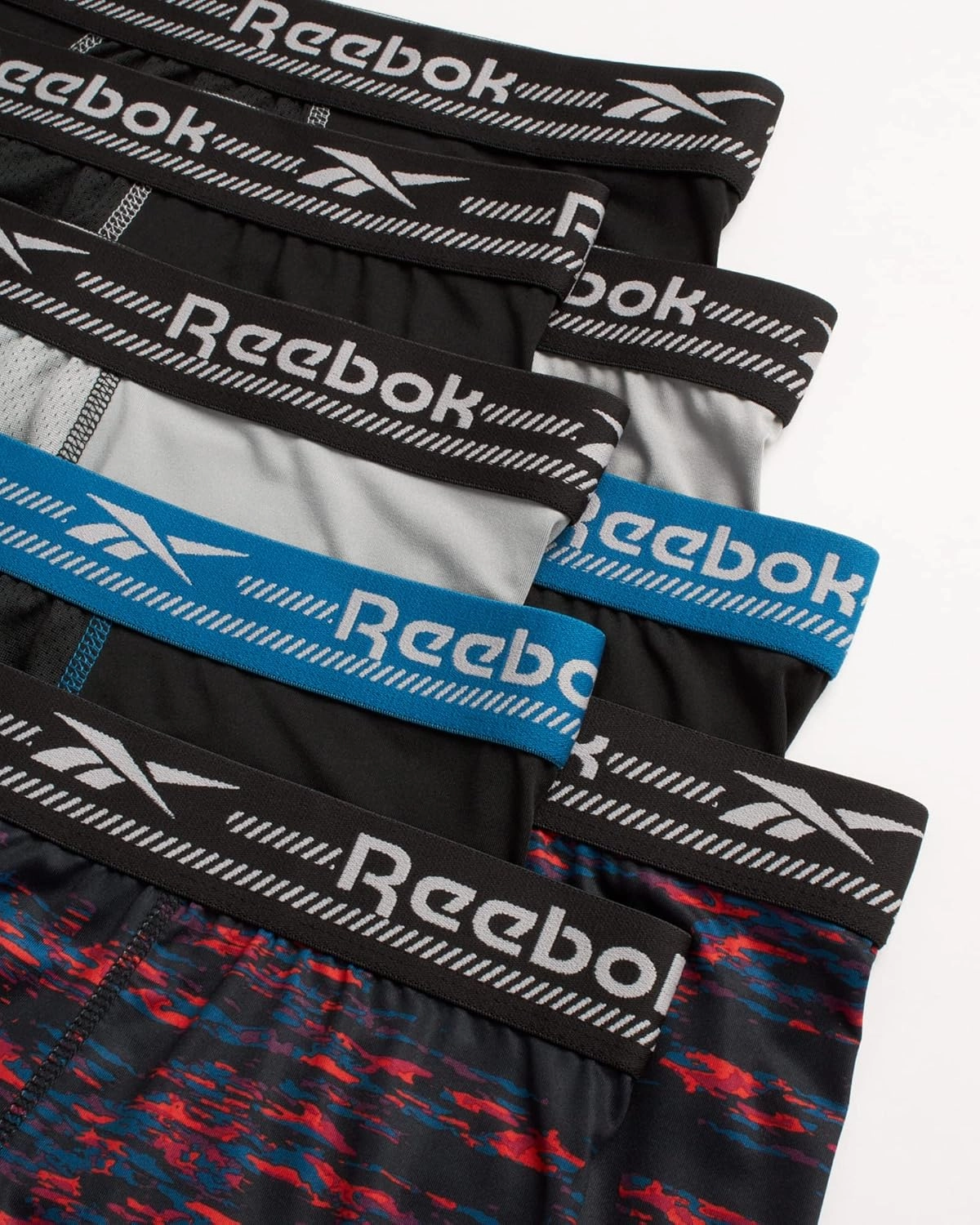 Reebok Men's Boxer Briefs - 8 Pack Performance Stretch Brief Underwear - Quick Dry Moisture Wicking Boxers for Men,Sizes:S-XL