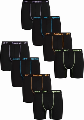 Reebok Men's Boxer Briefs - 8 Pack Performance Stretch Brief Underwear - Quick Dry Moisture Wicking Boxers for Men,Sizes:S-XL