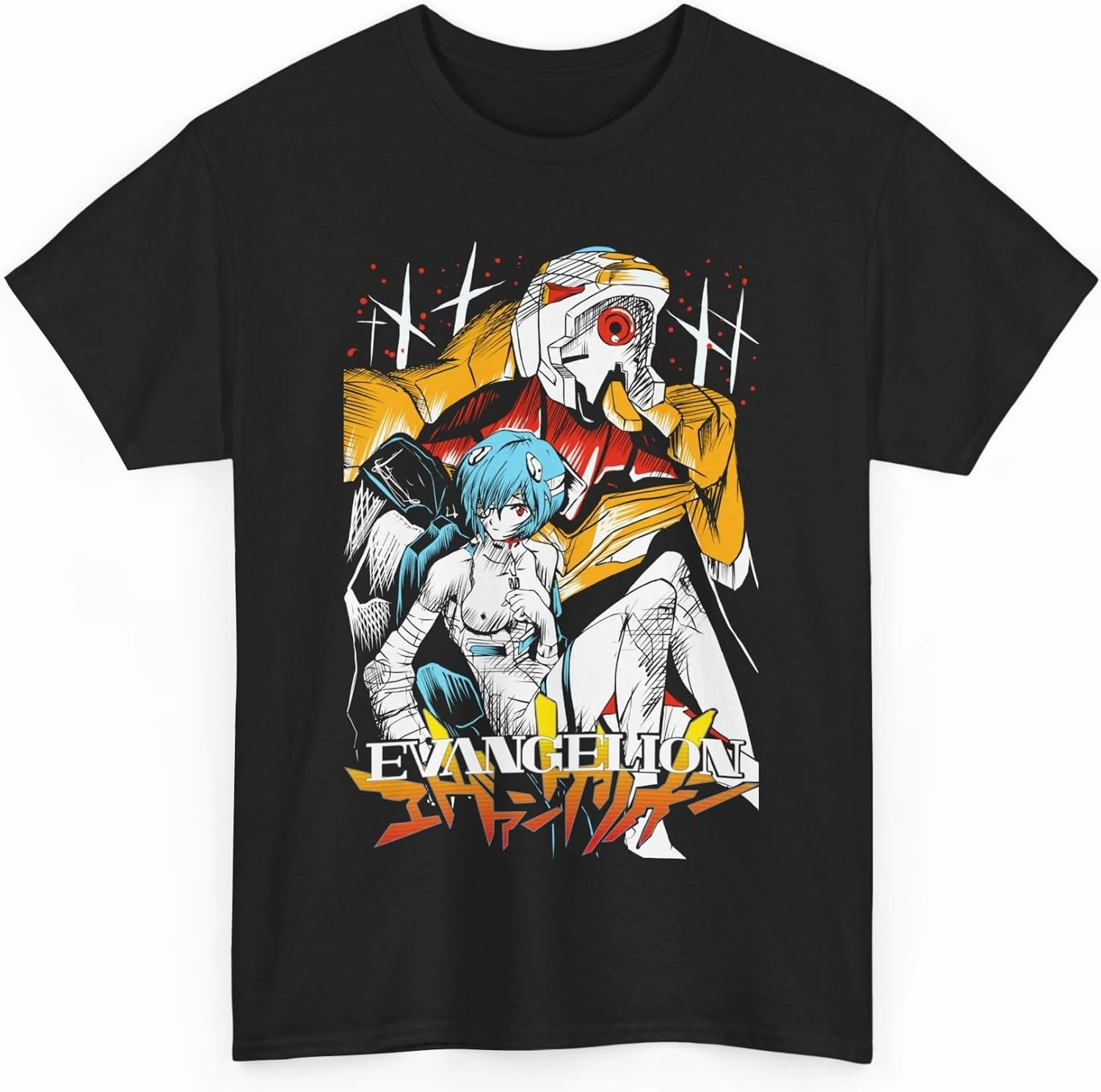 Rei Ayanami T-Shirt Graphic Tee Men Anime Vintage Unisex Waifu Ecchi Sexy Gift Soft Shirt Special Premium Exclusive Manga