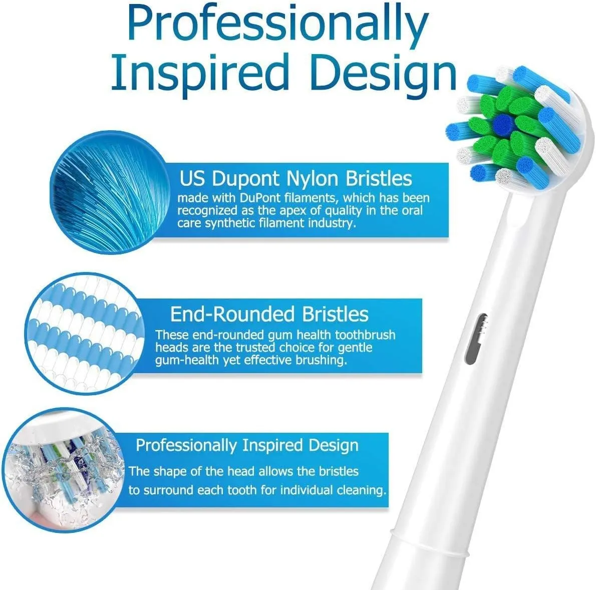 Replacement Brush Heads Fit for Braun Oral b, Compatible with Oral-B Pro 1000/2000/3000/5000/6000 Smart and Genius Electric Toothbrush, 12 Pcs